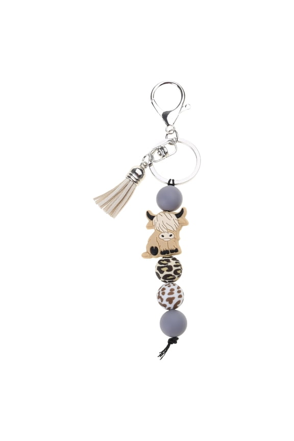 Personalized Key Chain Cartoon Cow Pendant Versatile Silicone Bead Decoration