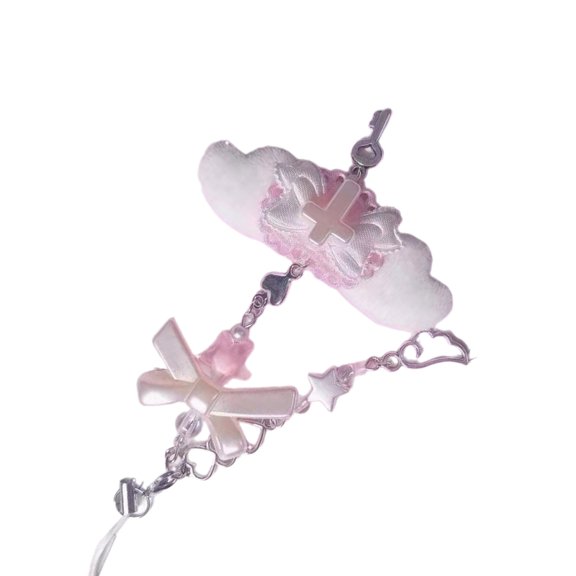 Oasiva Phone Charm Unique Heart Bowknot Keychain Vibrant Beaded Pendant for Cellphone