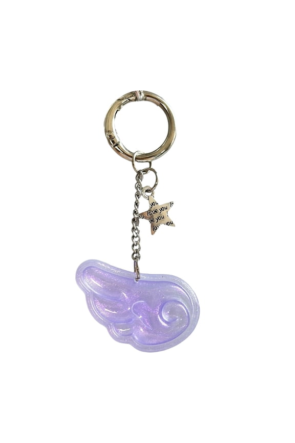 Playful Girly Keychain Featuring Winged Star Design For Teens Fashionistas
