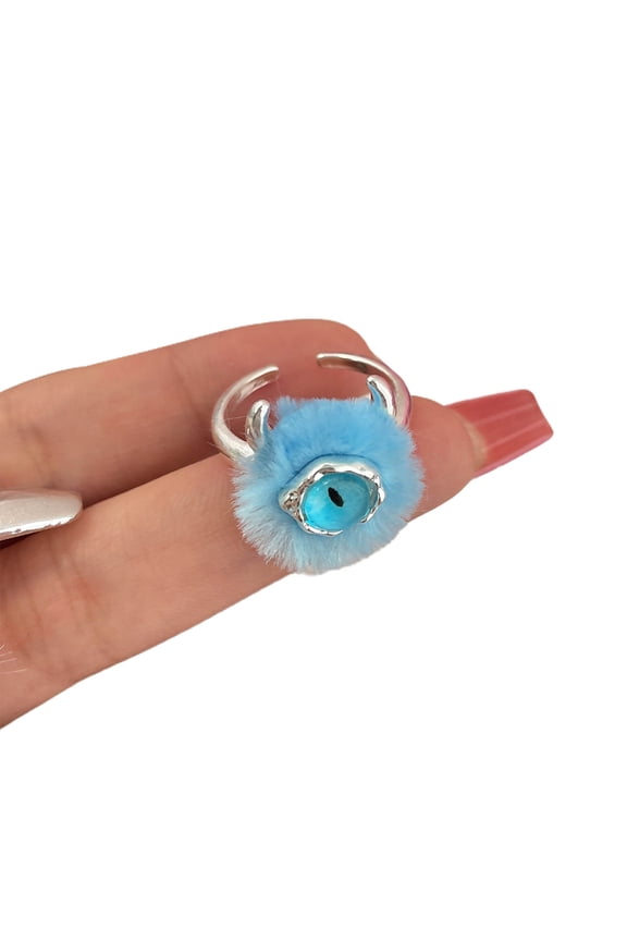 Plush Little Monsters Earrings Open Rings Jewelry Funny Piercing Earrings Rings Ear Stud Plush Little Monsters Earrings Rings Sweet Cool Open Rings