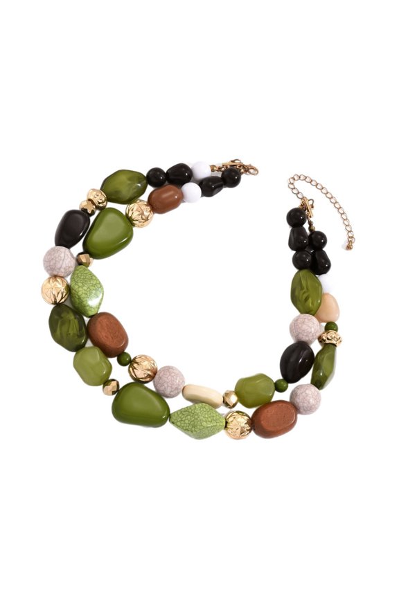 Retro Multistrand Beaded Necklace Bohemian Jewelry Adjustable Closure