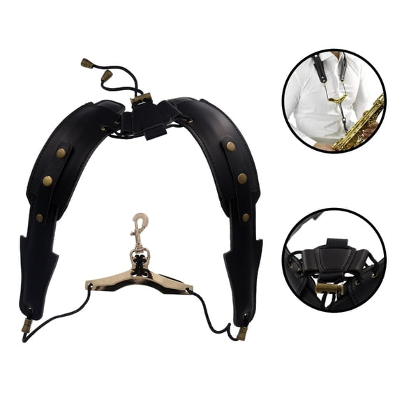 Oasiva Saxophone Harness Strap, Padded Saxophone Shoulder Strap Sax Chest Strap for Beginner, Double Shoulder Saxophone Strap