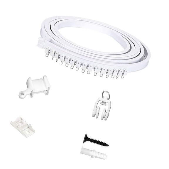 Oasiva Seamlessly Window Drapery Track 3Meter White Bendable Ceiling Fixtures Curtain Rails Kits for Smooth Curtain Movement