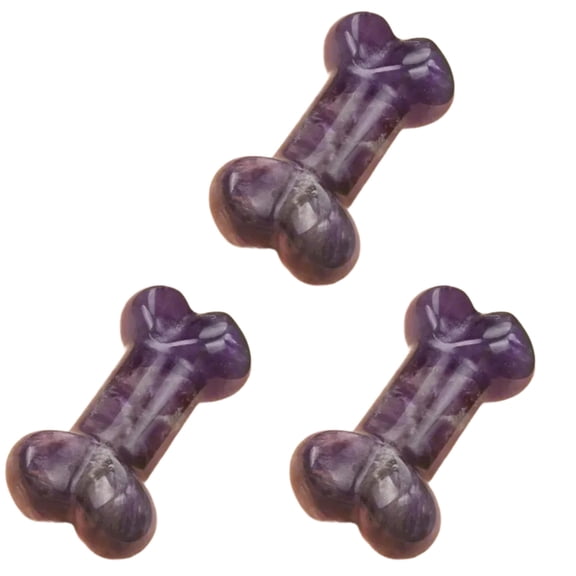 Oasiva Set of 3 Hand Carve Natural Crystals Dog Bone Ornaments Portable Accessory for Creative and Home Display Solution
