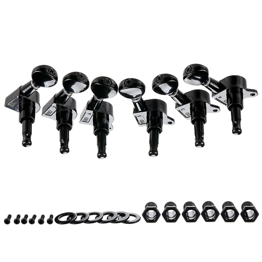 Oasiva Set of 6 Acoustic Electric Guitar Tuners with Installation Screws and Bushings Suitable for 10mm Left Hand Peg Holes