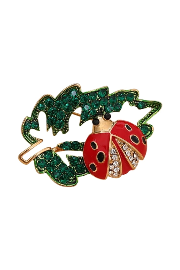 Sparkling Crystal Accents Ladybugs Brooch Design Fashion Badge Accessory