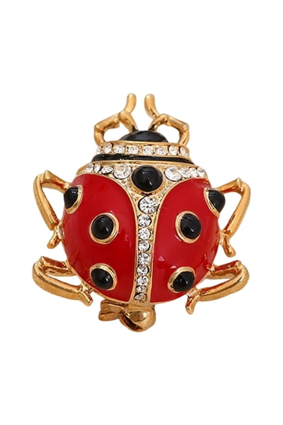 Sparkling Crystal Accents Ladybugs Brooch Design Fashion Badge Accessory