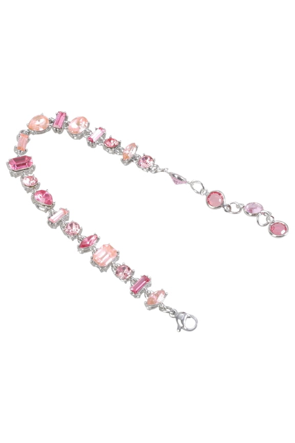 Sweet Pink Crystal Bracelet Rhinestone Beads Bracelet for Women Girl Teen