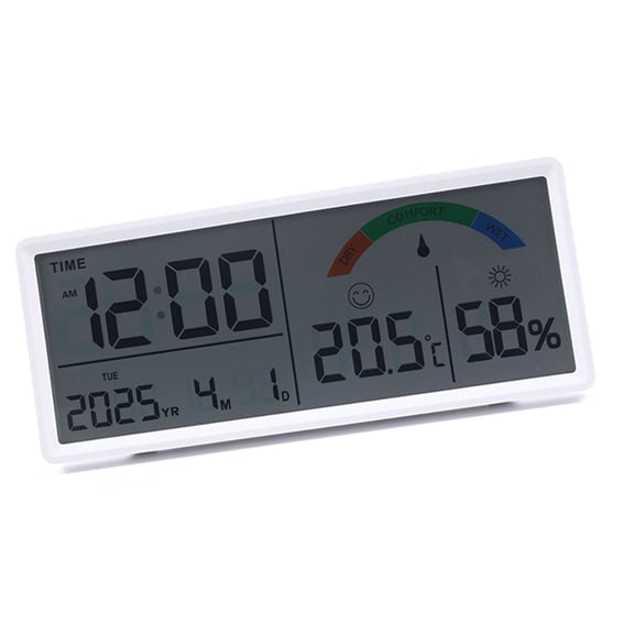 Oasiva Temperature Humidity Sensors Clock Battery Operated Wall Desk Alarm Clock with Snooze Function for Home Office Decors
