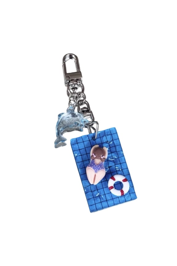 Trendy Pool Theme 3D Keychain Waterproof Decorative Item For Keys Backpacks Gifting