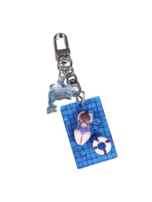 Trendy Pool Theme 3D Keychain Waterproof Decorative Item For Keys Backpacks Gifting