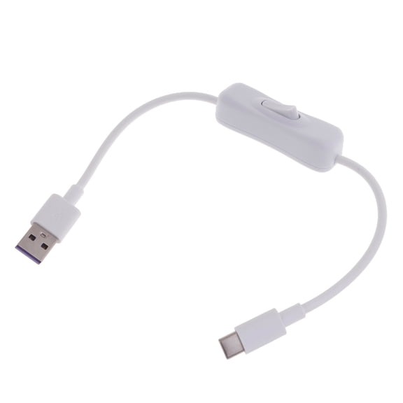 Oasiva USB-C Cable with Switch White Data Cable for Quick Charging, Data Transfer, Hard Drives, Hubs, Smartphones and Tablets