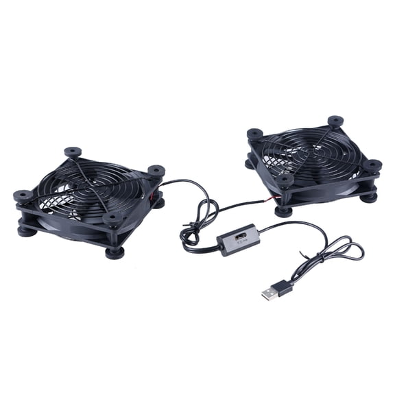 Oasiva USB Powered PC Router 120mm 5V Double Fan Speed Controller Air Flow Cooling Fan for Receiver Modem Router