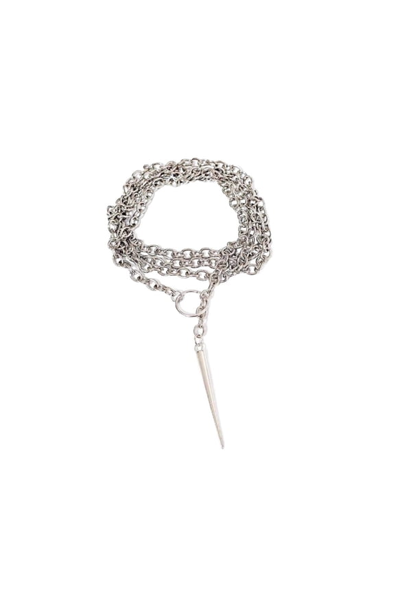 Unique Geometric O Ring Spiked Chain Necklace 102cm Goth Fashion Jewelry Gift