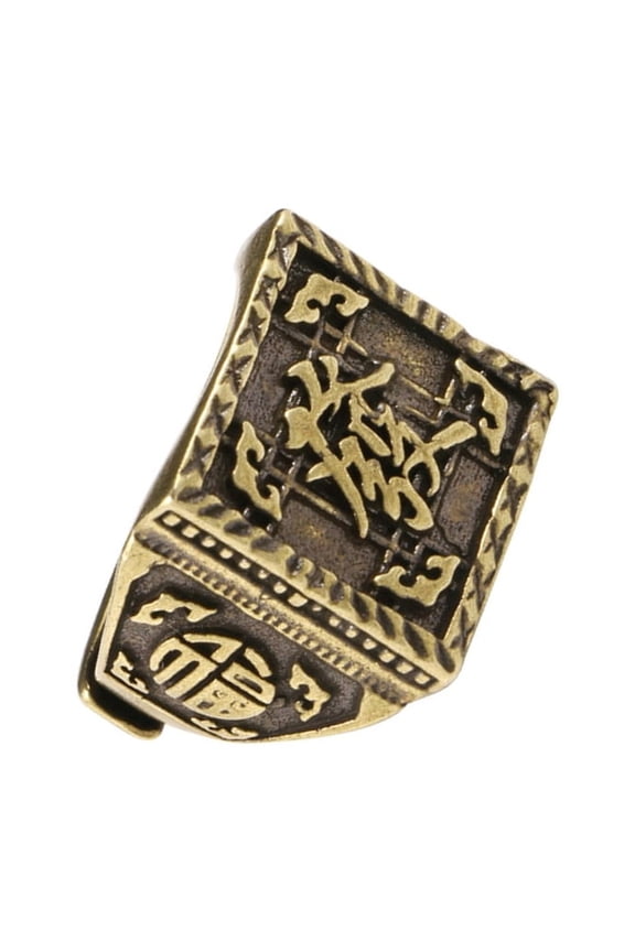 Unique Retro Brass Ring With Fortune Symbol Handmade Unisex Jewelry Accessory
