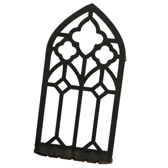 Oasiva Vintage Hollowed Church Window Frame Wood Wall Floating Shelf Crystal Holder