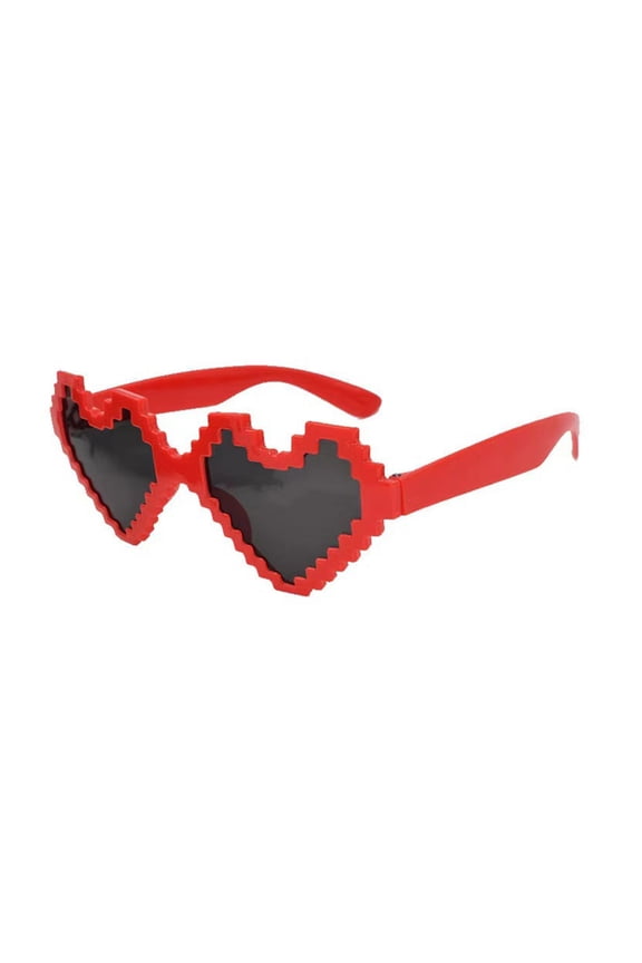 Vintage Pixel Heart Shape Lens Sunglasses for Teens Christmas Taking Photo Tool