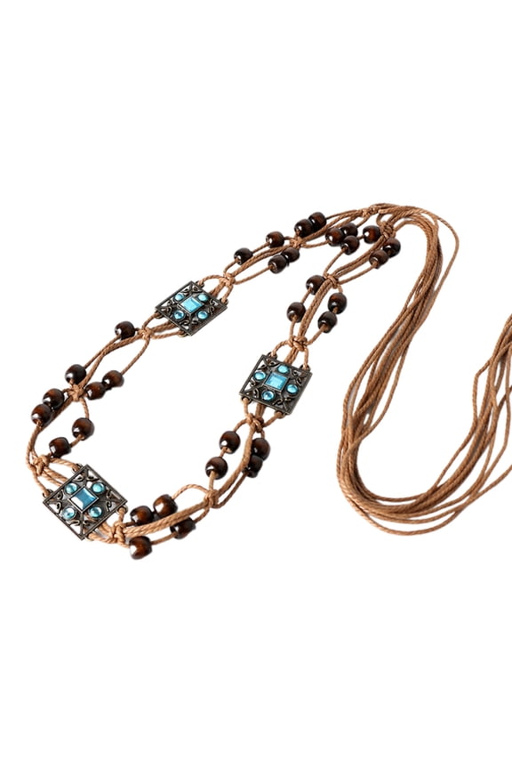 Vintage Tassel Cotton Rope Waist Chain Woven Waist Belts for Dress Dance Show