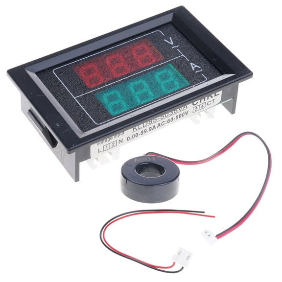 Oasiva Voltmeter Ammeter Double LED Digital Display Voltage Current Meter Panel with Connection Wires Ampere Voltmeter Detector