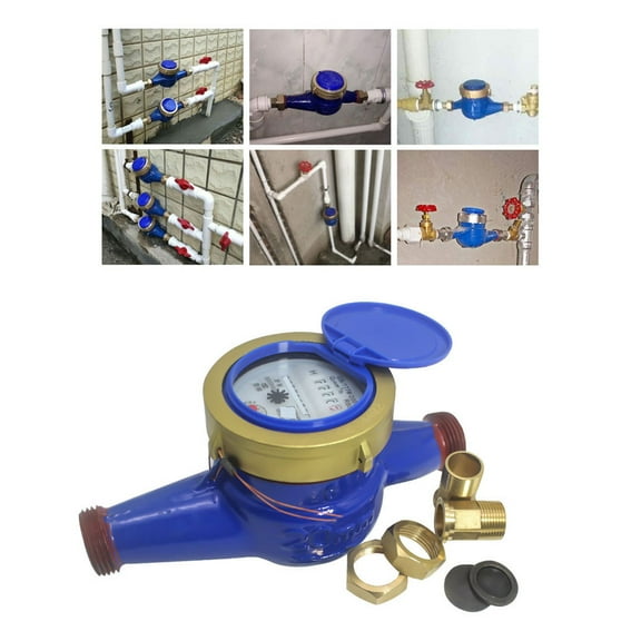 Oasiva Water Meter Heavy Duty Brass Flow Measure Tap Cold Water Meter Home Garden Wet Table Measuring Tools Water Measurement