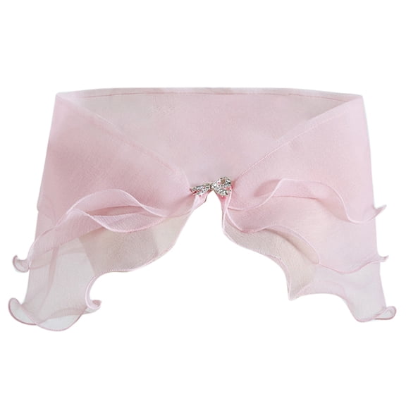 Oasiva Women Layered Gauze Shawl Wrap Shrug for Rhinestone Buckle Wedding Dress Cover Up Sexy Off Shoulder Ruffles Bolero Capel
