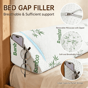 Oaskys Bamboo Fiber Breathable Memory Foam Wedge-Shaped Pillow, Cooling Reading Cushion with Side Pocket, Suitable for Filling Gaps in Bed, Sofa & Walls