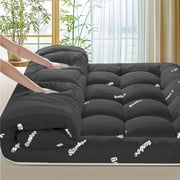 Oaskys Grid Texture Foldable Mattress Topper   Bamboo Fiber Floor Mattress, Breathable Cooling Sleeping Pad, Portable Sleeping Mat for Home & Travel