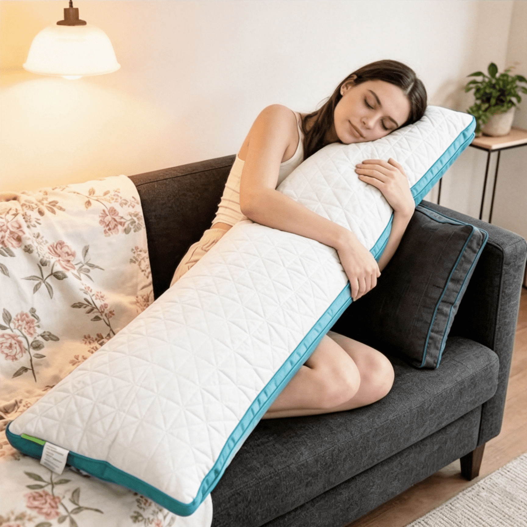 Oaskys Memory Foam Body Pillow with Rolled Edge Design – Long Support Cushion, Ideal for Side Sleepers, Pregnancy Maternity & Post Surgery Recovery