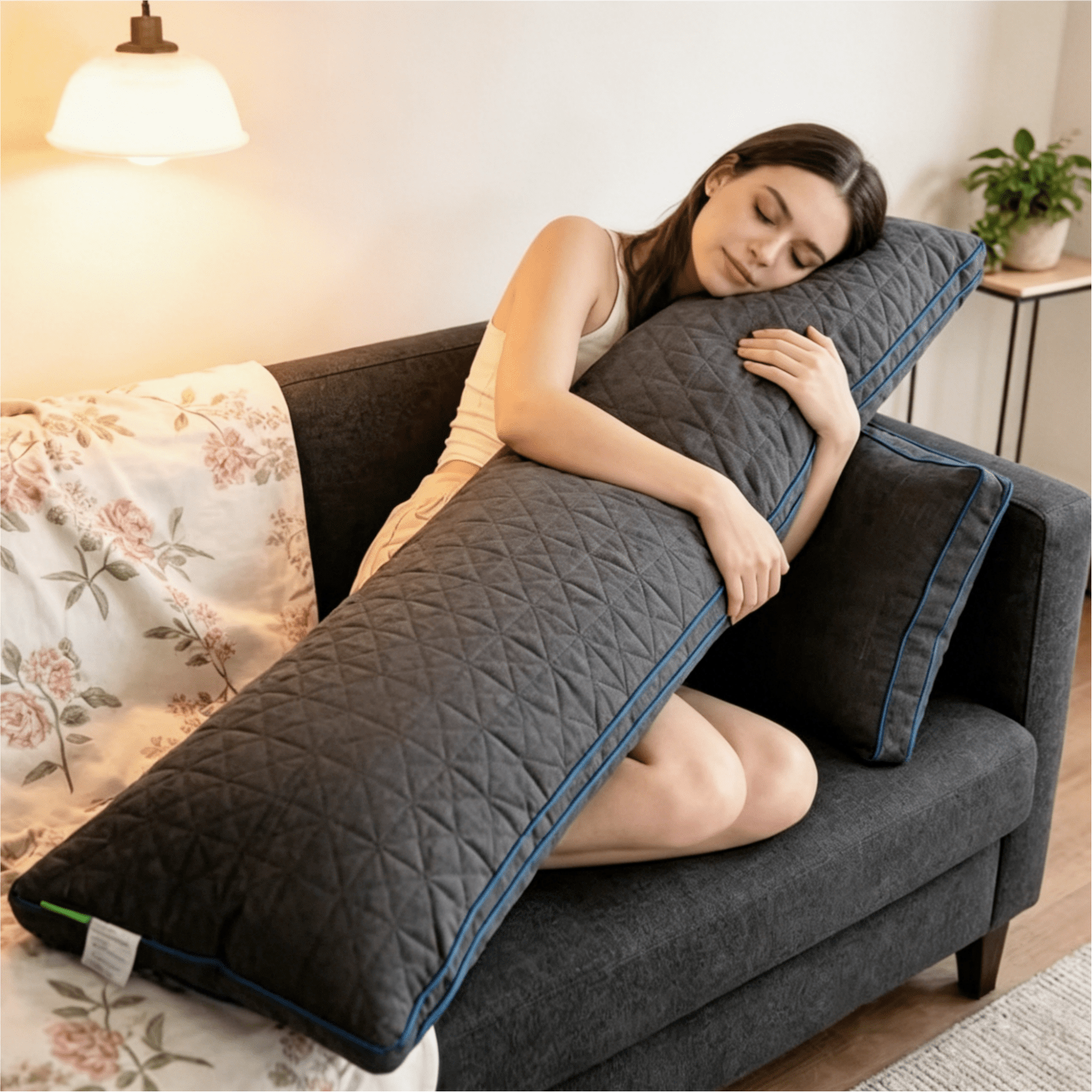 Oaskys Memory Foam Body Pillow with Rolled Edge Design – Long Support Cushion, Ideal for Side Sleepers, Pregnancy Maternity & Post Surgery Recovery