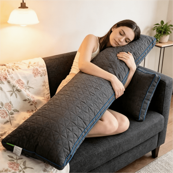 Oaskys Memory Foam Body Pillow with Rolled Edge Design – Long Support Cushion, Ideal for Side Sleepers, Pregnancy Maternity & Post Surgery Recovery