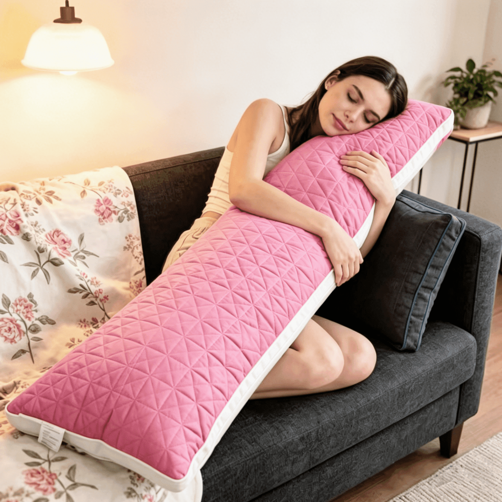 Oaskys Memory Foam Body Pillow with Rolled Edge Design – Long Support Cushion, Ideal for Side Sleepers, Pregnancy Maternity & Post Surgery Recovery