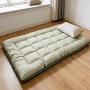 Oaskys Checkered Pattern Mattress Topper   Comfortable Easy to Store Floor Mattress, High Density Foam Filling for Guest Sleep, Camping & Kids Room