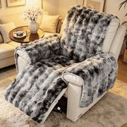 Oaskys Plush Velvet Slipcover, Comfortable Single Recliner Seat Cover, Non-slip Ultra Soft Massage Chair Protector Pad for Indoor Use, Easy Installation