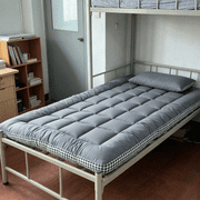 Oaskys Overlapping Stitch Mattress Topper   Foldable Quilted Seam Floor Mat, High Density Foam for Guest Sleep & Camping for Overnight Comfort, Gray