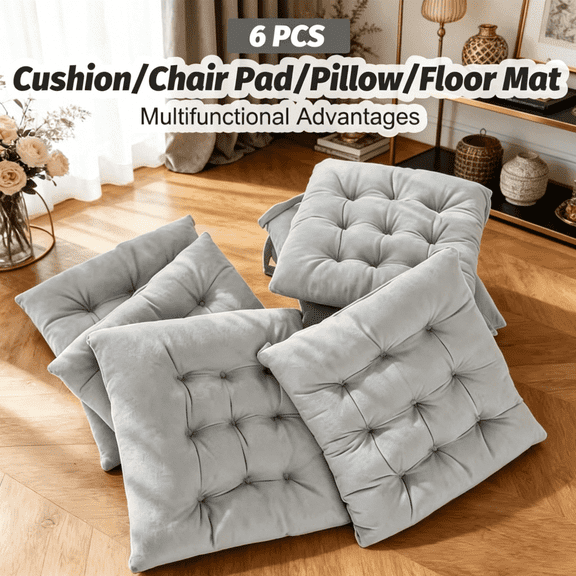 Oaskys 6pc Chair Cushion Set – Plush Seat Cushions for Dining Chairs, Soft Pads with Adjustable Tie Straps for Living Room & Office