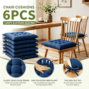 Oaskys 6pc Chair Cushion Set   Plush Seat Cushions for Dining Chairs, Soft Pads with Adjustable Tie Straps for Living Room & Office