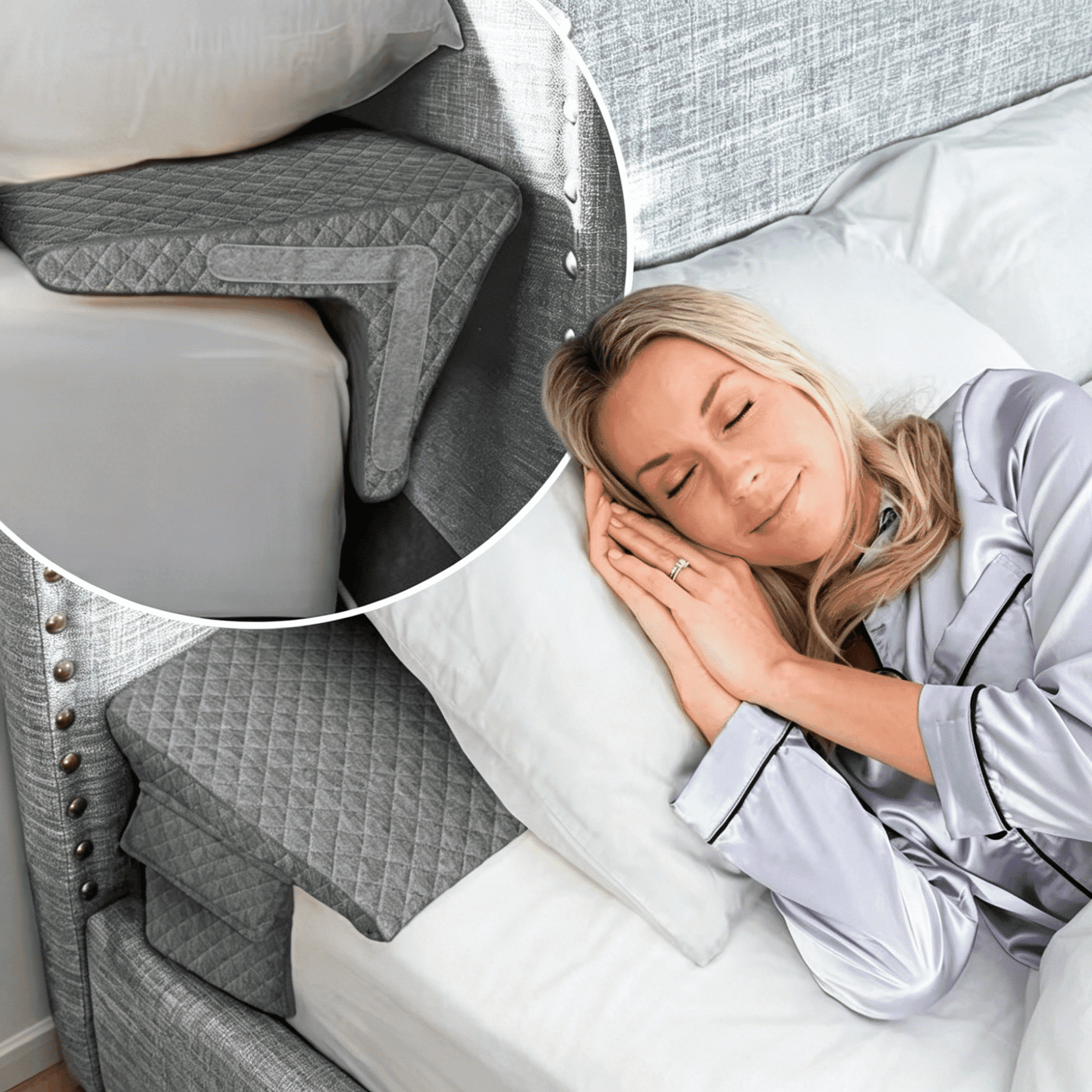 Oaskys V-Shaped Bed Wedge Pillow, Comfortable Memory Foam Headboard Wall & Sofa Gap Cushion, Prevent Neck Cramps, Ideal Choice for Sleep and Reading