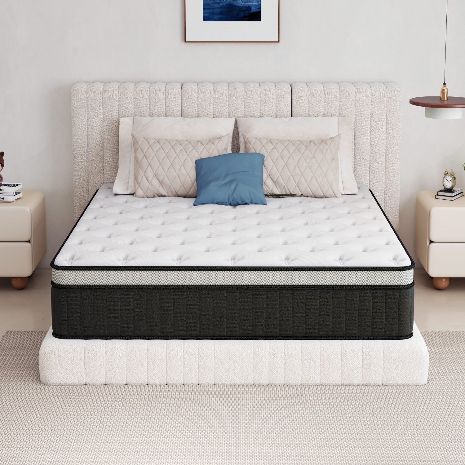 Oasskyo Full Size 14" Pillow Top Hybrid Mattress, Pocket Spring & Memory Foam Mattress, Cool Sleep Motion Isolation Mattress for Pressure Relief, Mattress in a Box, CertiPUR-US Certified