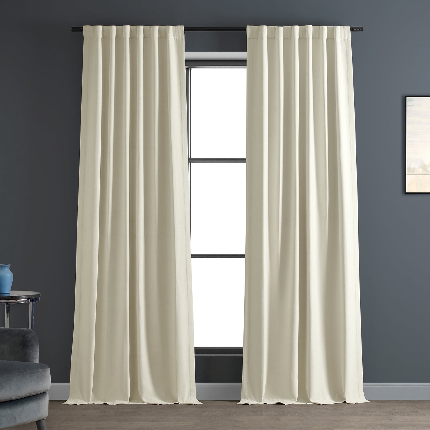 Half Price Drapes Oat Cream Bellino Textured Faux Linen Room Darkening Curtains For Bedroom & Living Room Curtains(1 Panel), Curtains 108 Inches Long, 50W X 108L