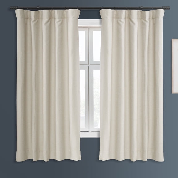 Half Price Drapes Oat Cream Bellino Textured Faux Linen Room Darkening Curtains For Bedroom & Living Room Curtains(1 Panel), Curtains 63 Inches Long, 50W X 63L