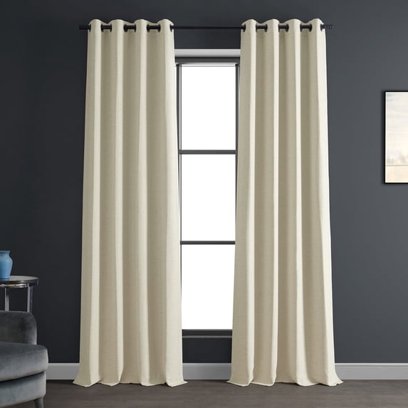Half Price Drapes Oat Cream Grommet Bellino Textured Faux Linen Room Darkening Curtains For Bedroom & Living Room Curtains(1 Panel), Grommet Curtains 120 Inches Long, 50W X 120L