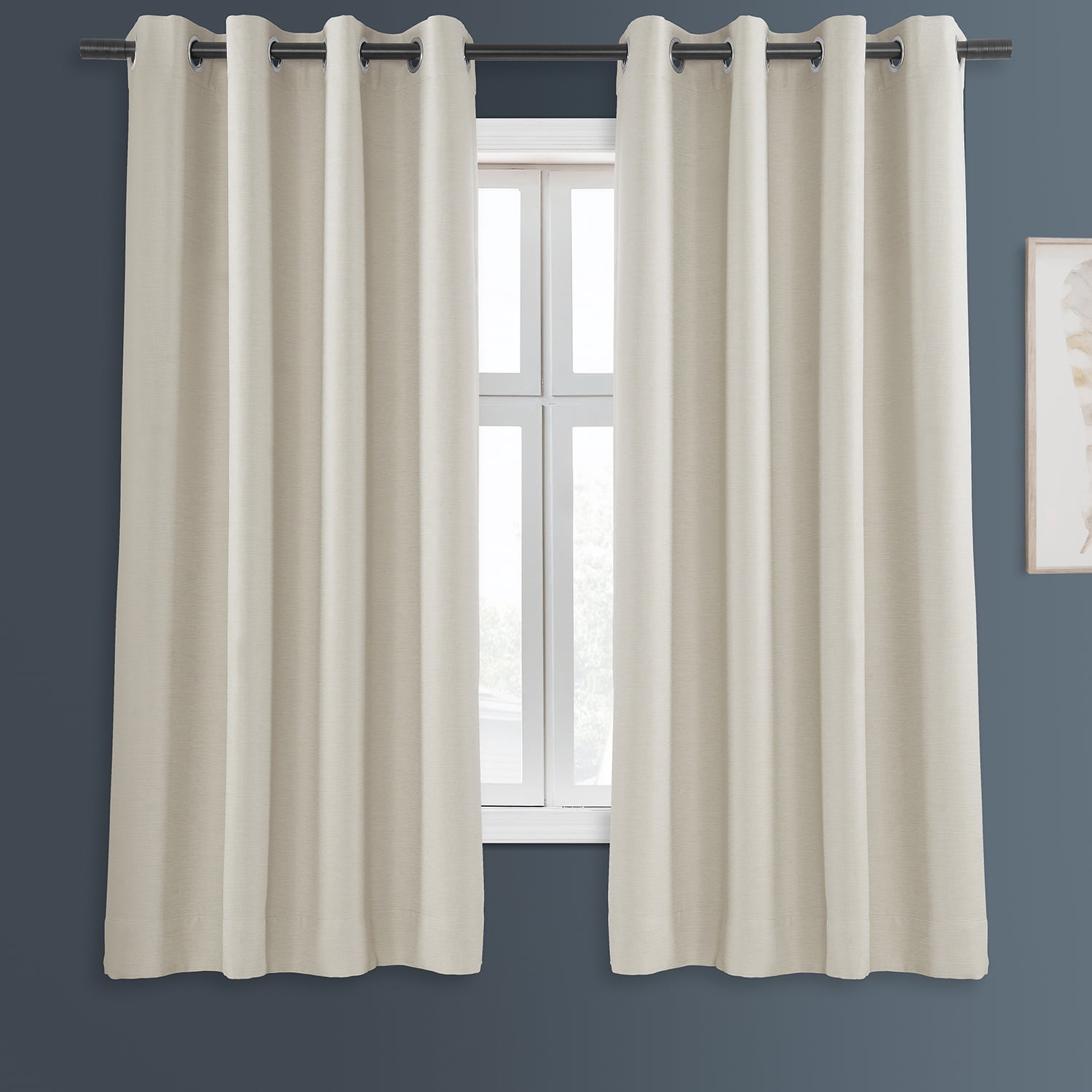 Half Price Drapes Oat Cream Grommet Bellino Textured Faux Linen Room Darkening Curtains For Bedroom & Living Room Curtains(1 Panel), Grommet Curtains 63 Inches Long, 50W X 63L