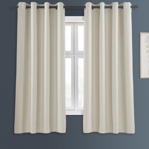 Half Price Drapes Oat Cream Grommet Bellino Textured Faux Linen Room Darkening Curtains For Bedroom & Living Room Curtains(1 Panel), Grommet Curtains 63 Inches Long, 50W X 63L