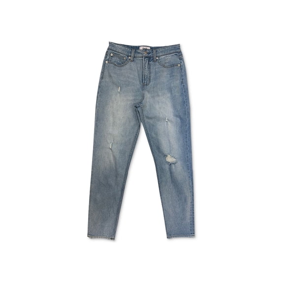 Oat High-Rise Womens Distressed Ankle Straight Jeans, Blue, 29