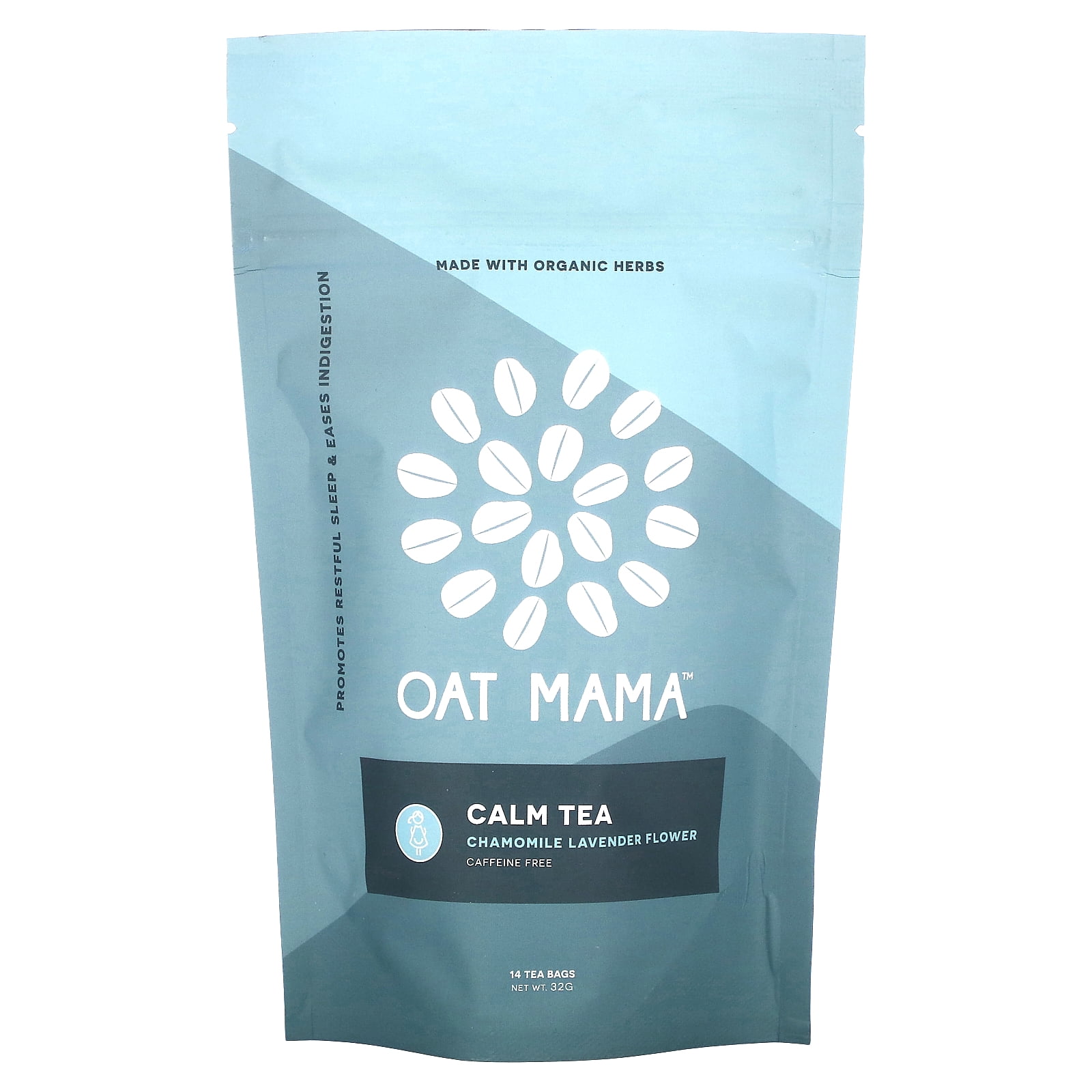 Oat Mama Calm Tea, Chamomile Lavender Flower, Caffeine Free, 14 Tea Bags, 32 g