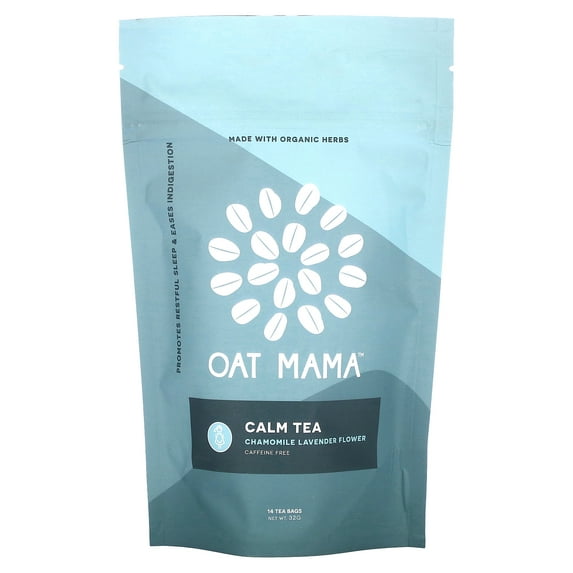 Oat Mama Calm Tea, Chamomile Lavender Flower, Caffeine Free, 14 Tea Bags, 32 g