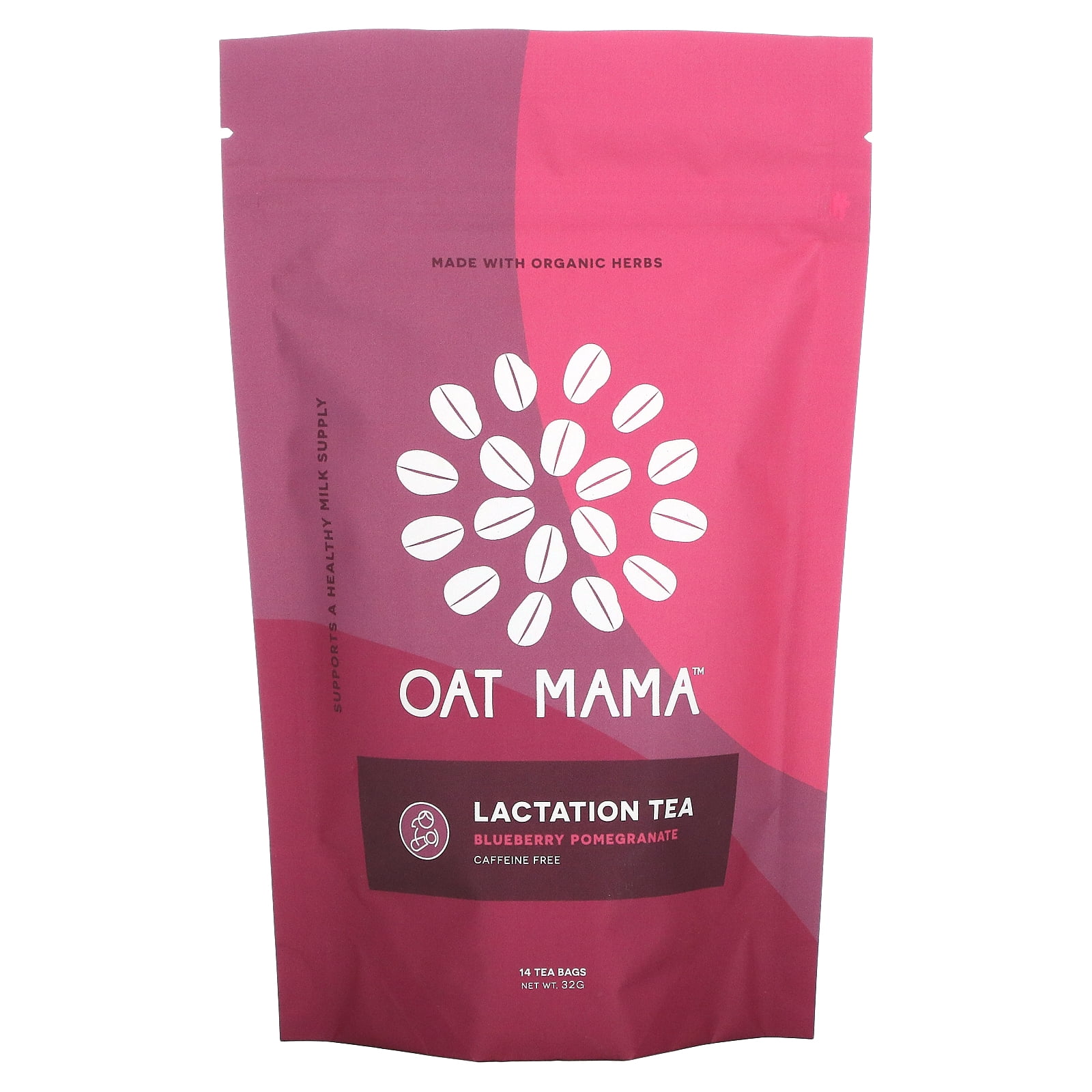 Oat Mama Lactation Tea, Blueberry Pomegranate, Caffeine Free, 14 Tea Bags, 32 g