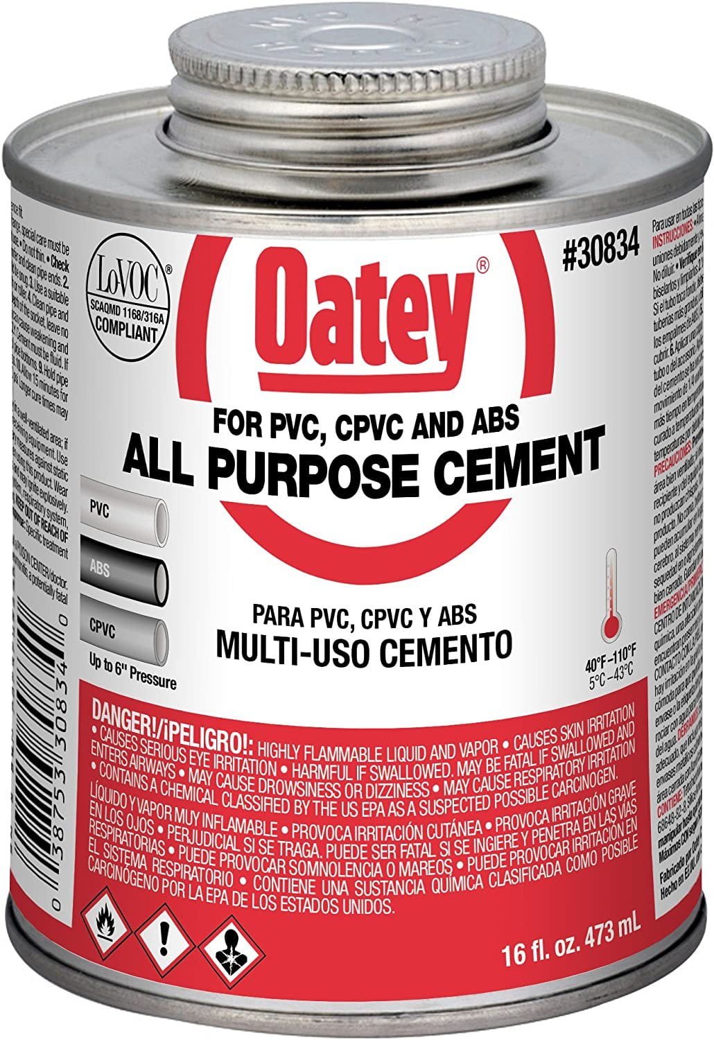Oatey 16oz All Purpose Cement medium body clear