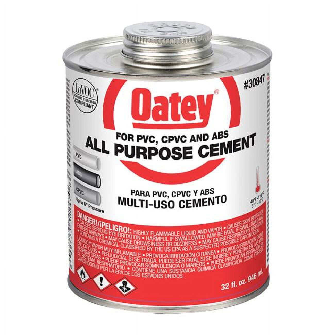 Oatey Clear All-Purpose Cement For ABS/CPVC/PVC 32 oz
