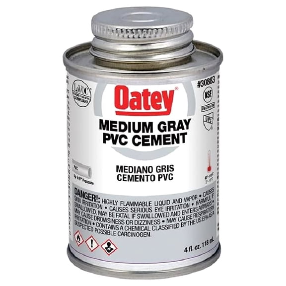 30883 4-oz. Gray Medium-Bodied PVC Pipe Cement - Quantity 1